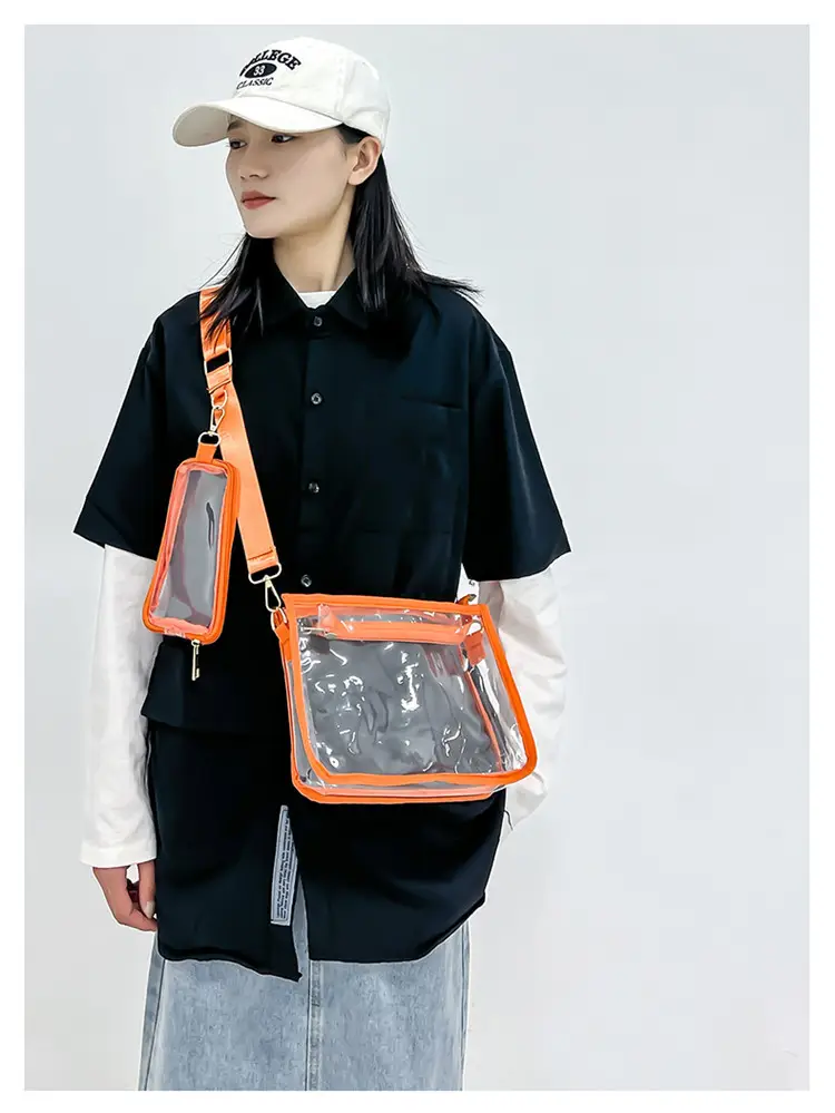 Transparent PVC Messenger Bag Women Men Hong Kong Style — feature 16