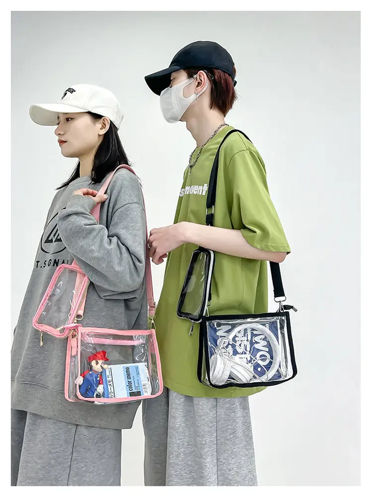 Transparent PVC Messenger Bag Women Men Hong Kong Style — feature 17