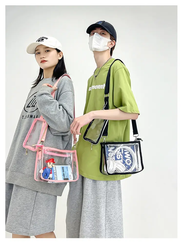 Transparent PVC Messenger Bag Women Men Hong Kong Style — feature 18