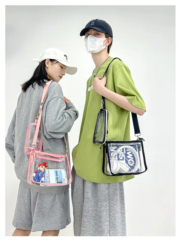 Transparent PVC Messenger Bag Women Men Hong Kong Style — feature 19