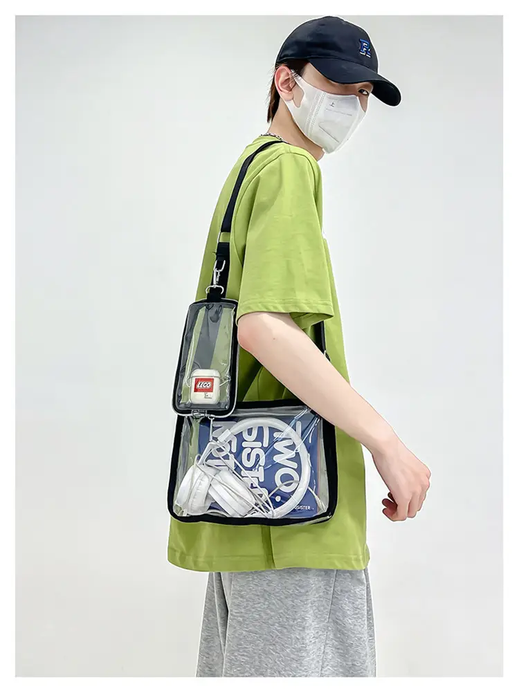Transparent PVC Messenger Bag Women Men Hong Kong Style — feature 28