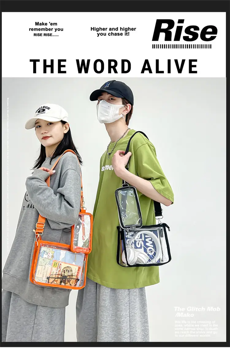 Transparent PVC Messenger Bag Women Men Hong Kong Style — feature 4