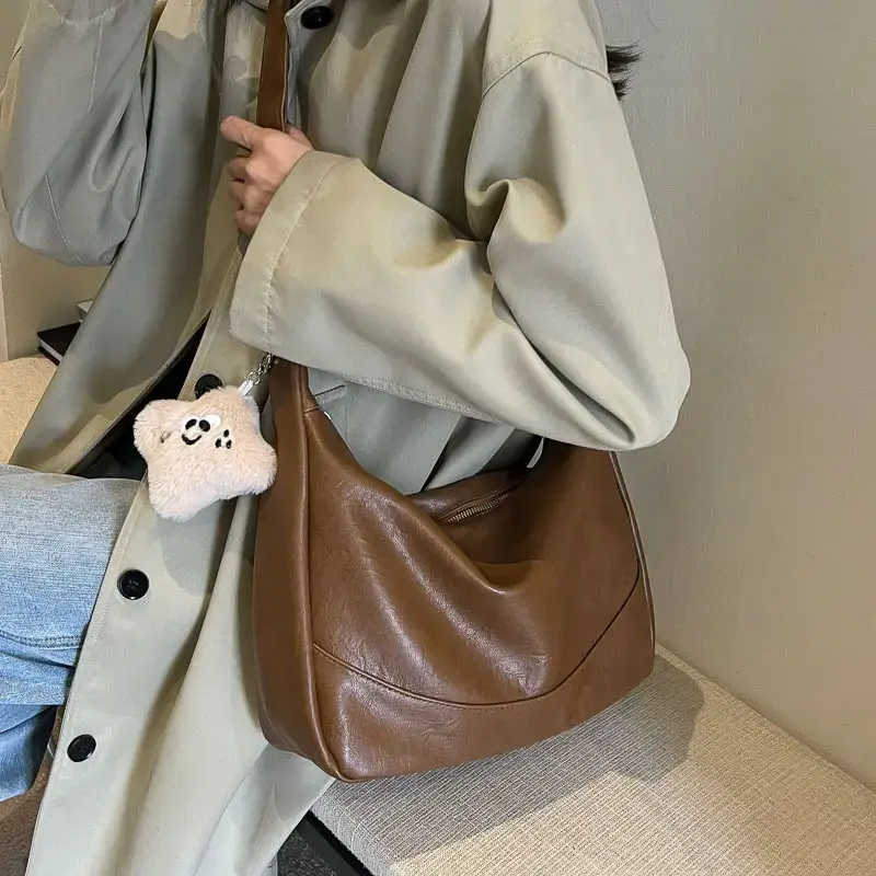 Brown Leather Shoulder Crossbody Tote Bag for Women 2024 - Image 7