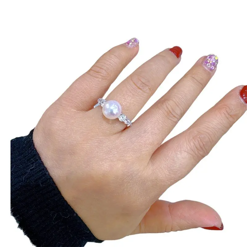 S925 Sterling Silver Pearl Ring Set with Chain - Image 9