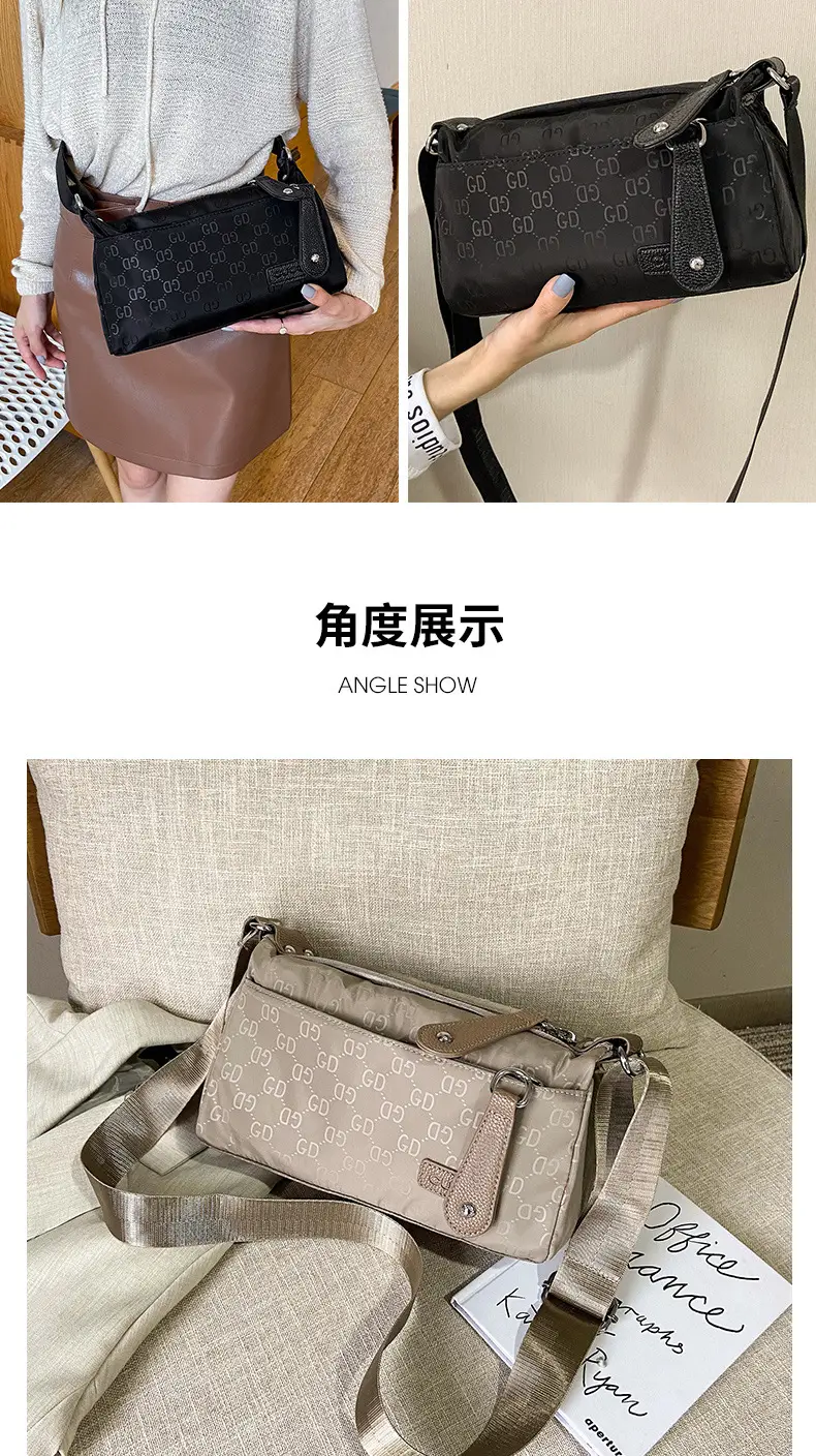 Women's Waterproof Crossbody Bag Brown Nylon Oxford — feature 14