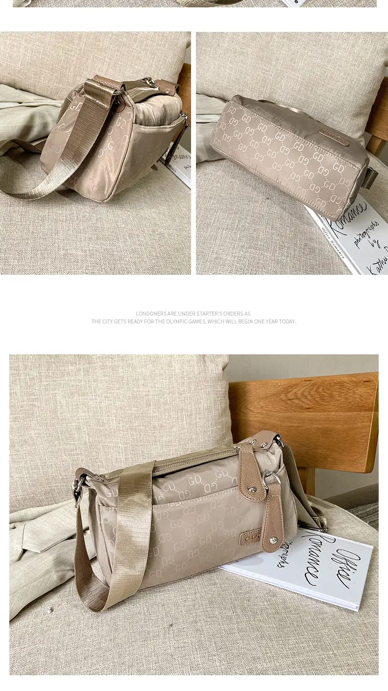Women's Waterproof Crossbody Bag Brown Nylon Oxford — feature 15
