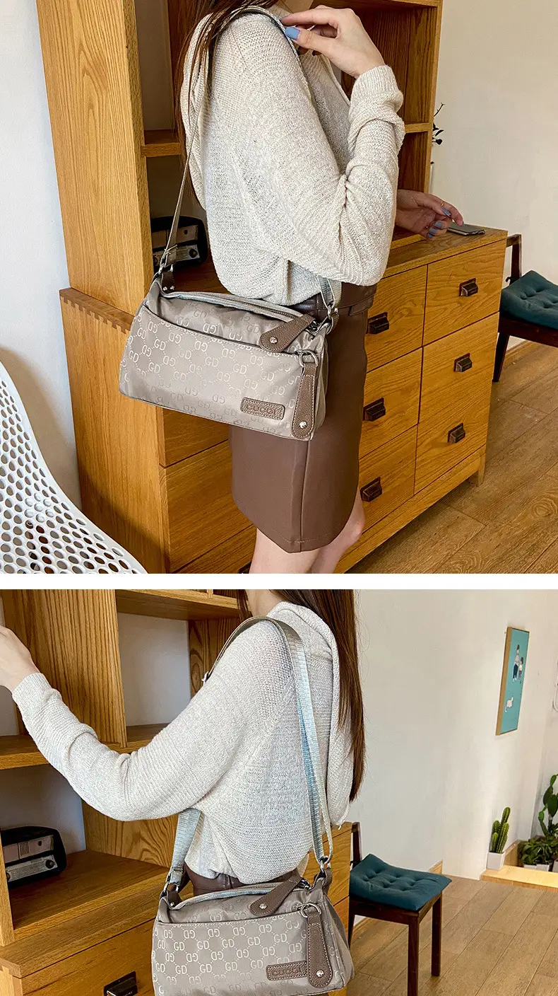 Women's Waterproof Crossbody Bag Brown Nylon Oxford — feature 2