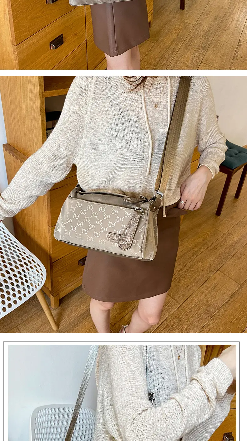 Women's Waterproof Crossbody Bag Brown Nylon Oxford — feature 3