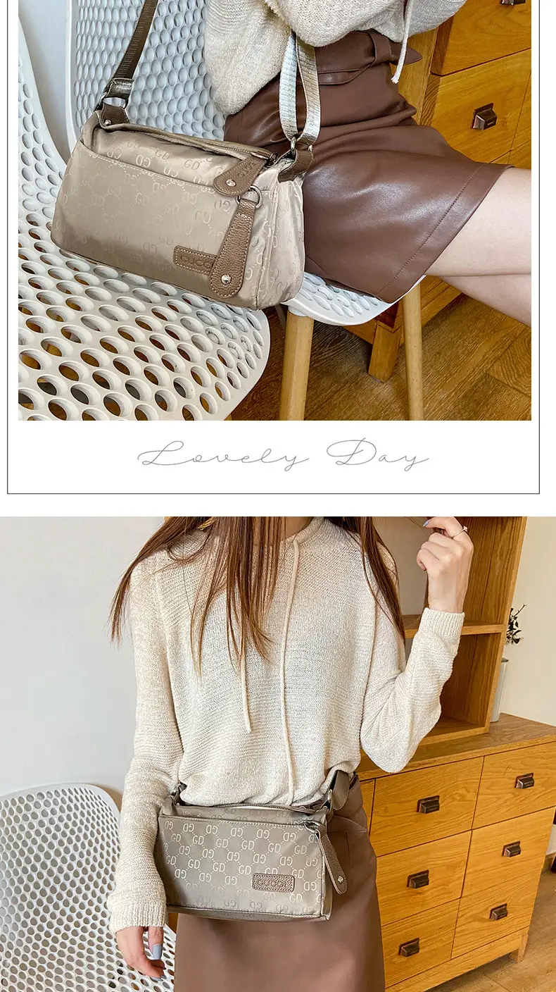 Women's Waterproof Crossbody Bag Brown Nylon Oxford — feature 4