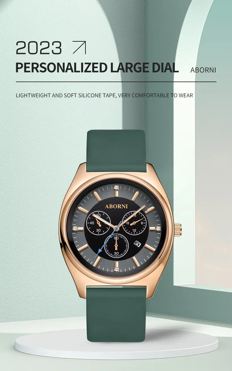 Yabani Women's Rose Gold Chronograph Watch with Green Strap — feature 13