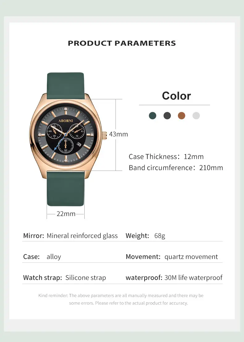 Yabani Women's Rose Gold Chronograph Watch with Green Strap — feature 23
