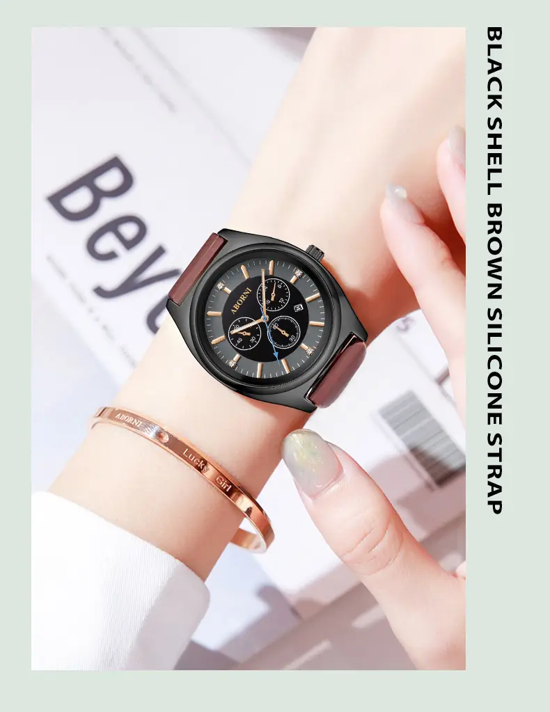 Yabani Women's Rose Gold Chronograph Watch with Green Strap — feature 9