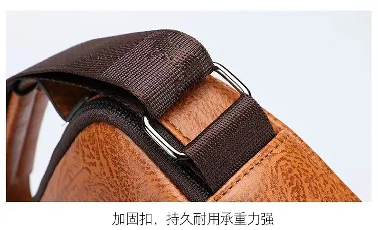 Men's Brown Soft Leather Shoulder Bag with Pocket — feature 18