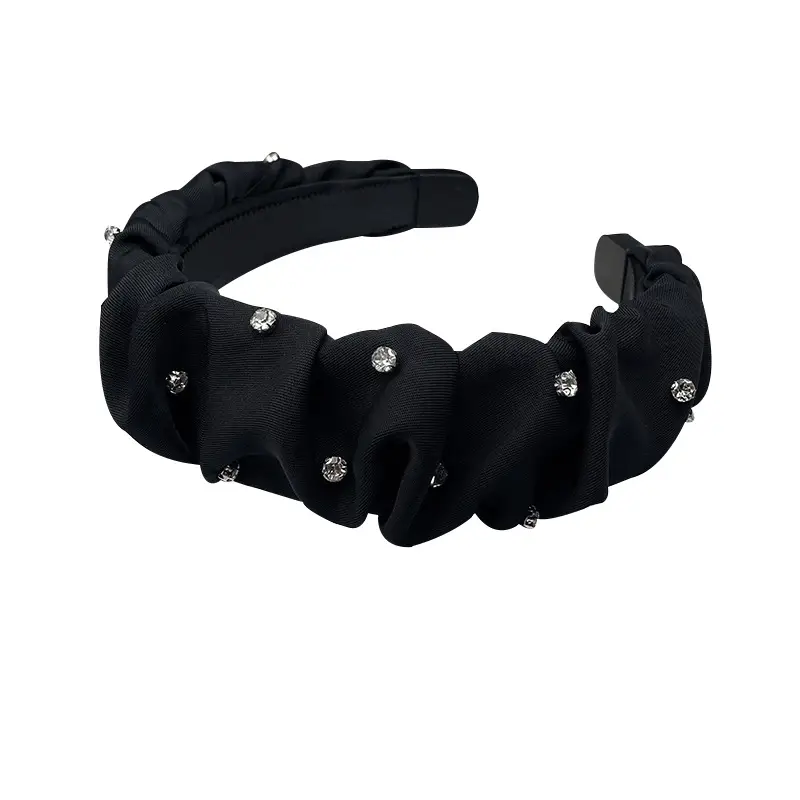 2024 Black Pleated Hair Hoop with Crystal Accents — feature 9