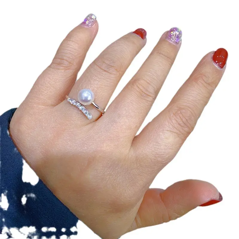 Silver Pearl Ring Set 7mm S925 Silver - Image 15