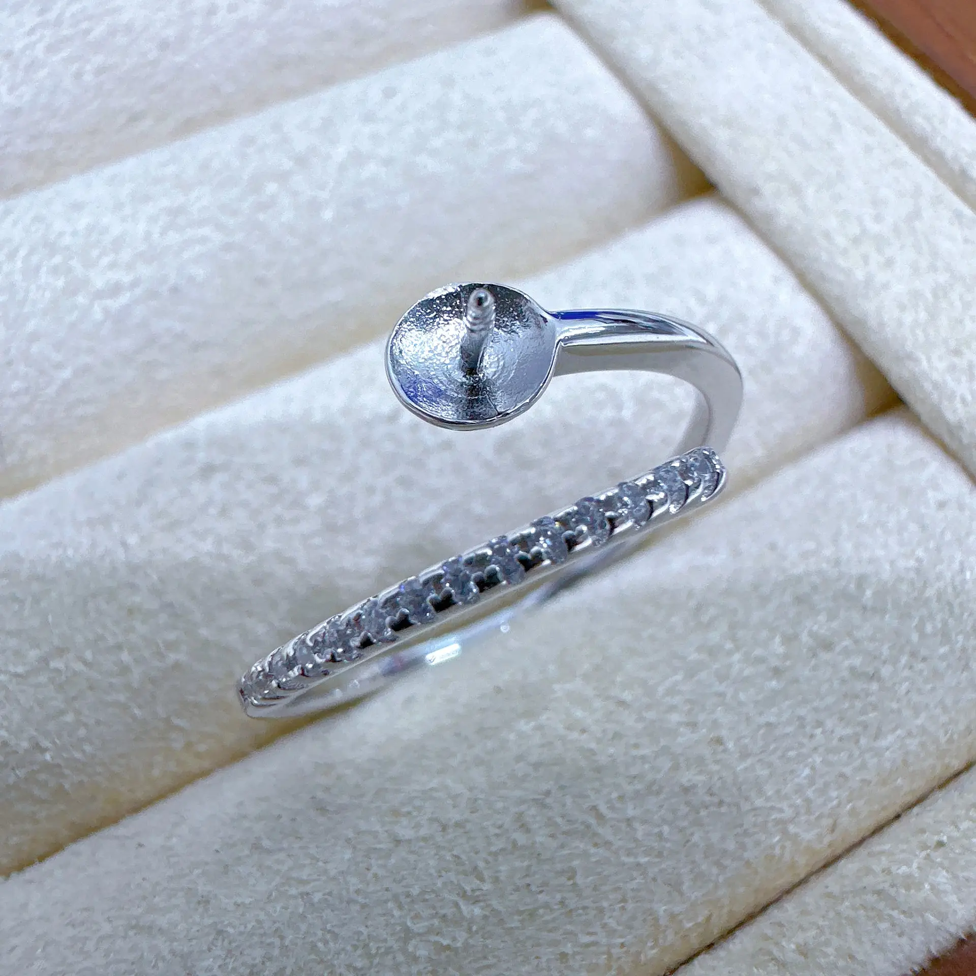 Silver Pearl Ring Set 7mm S925 Silver - Image 10