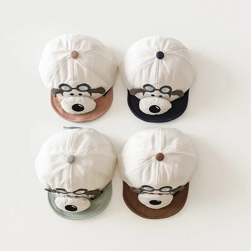 Baby Peaked Cap Puppy Hat with Blue Glasses Spring Fall 2024 - Image 10