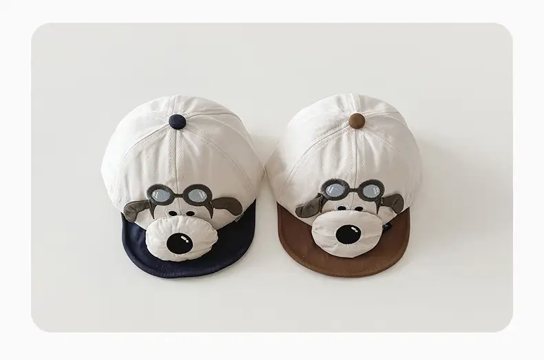 Baby Peaked Cap Puppy Hat with Blue Glasses Spring Fall 2024 — feature 10