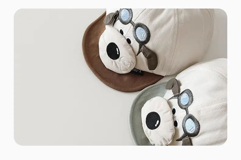 Baby Peaked Cap Puppy Hat with Blue Glasses Spring Fall 2024 — feature 12
