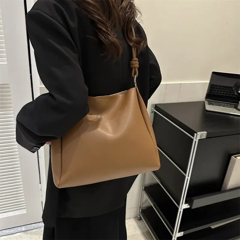 Women's Tan Leather Shoulder Bag 2024 Spring - Image 8