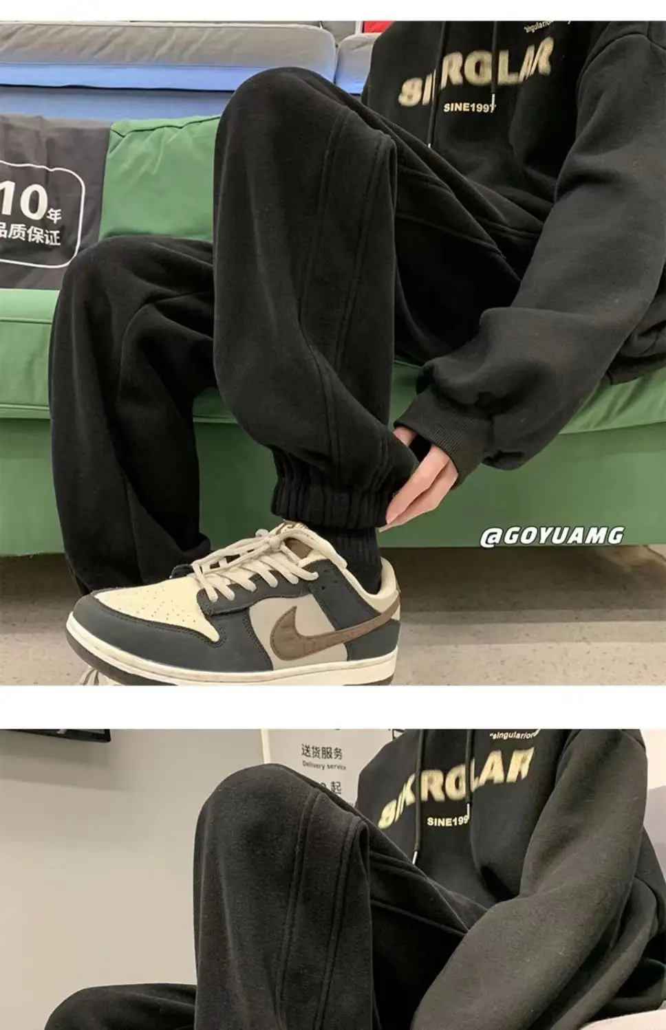 Men Fleece Lined Ankle Tied Sweatpants Winter Casual Pants — feature 15
