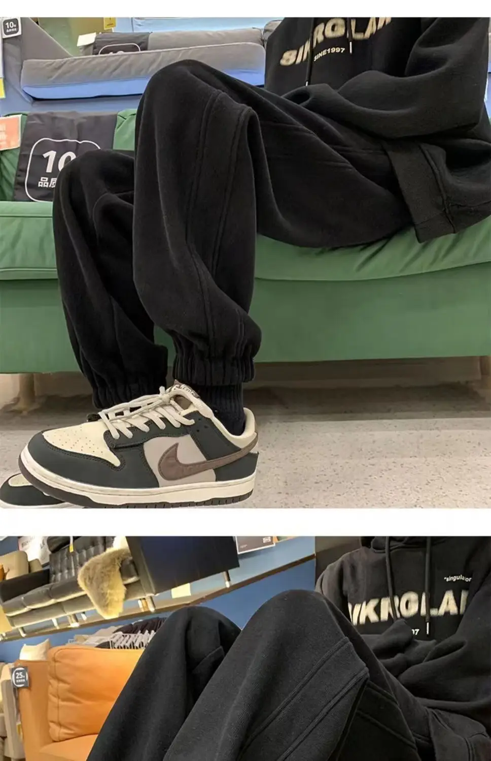 Men Fleece Lined Ankle Tied Sweatpants Winter Casual Pants — feature 21
