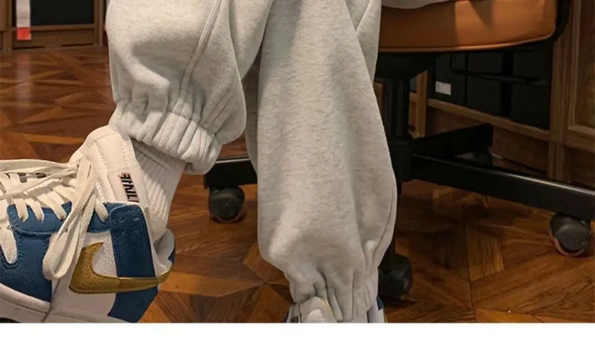 Men Fleece Lined Ankle Tied Sweatpants Winter Casual Pants — feature 4
