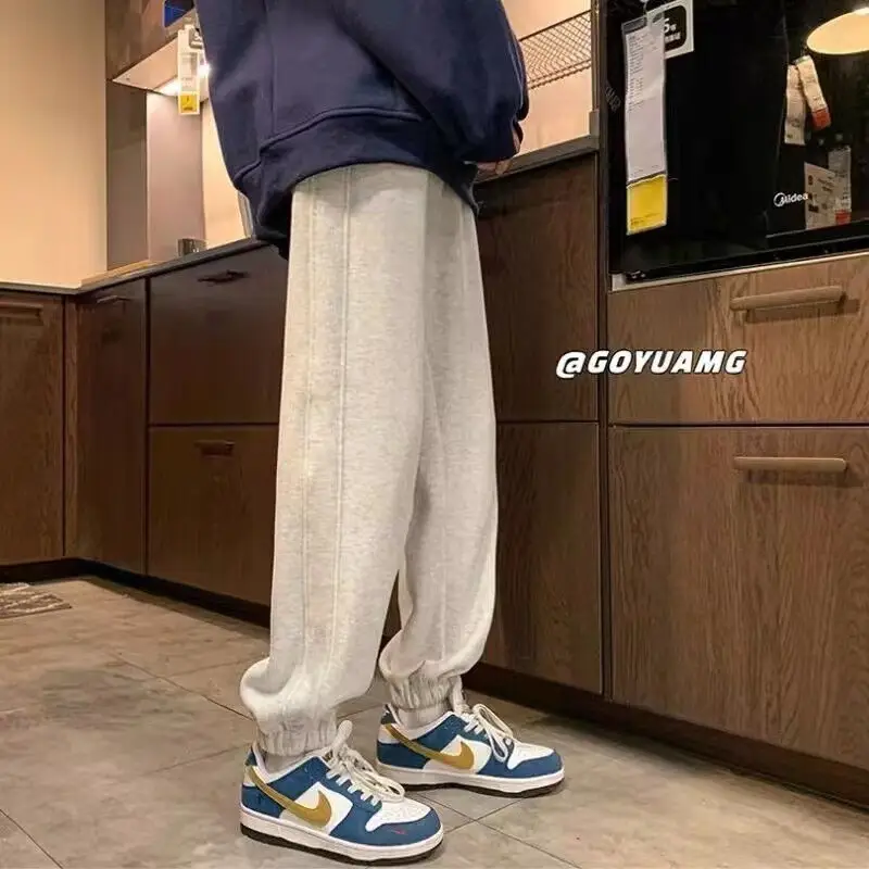 Men Fleece Lined Ankle Tied Sweatpants Winter Casual Pants