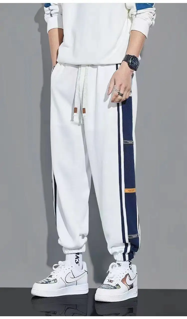 Men Fleece Lined Green Striped Track Pants Black — feature 12