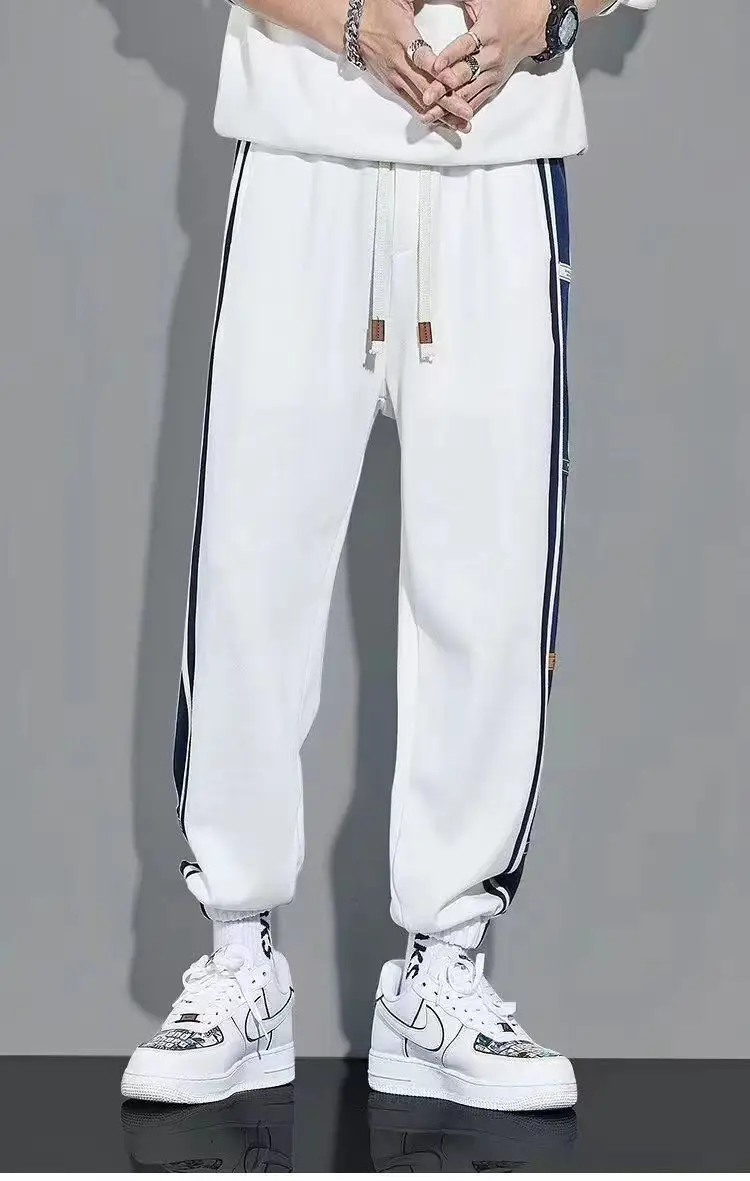 Men Fleece Lined Green Striped Track Pants Black — feature 15