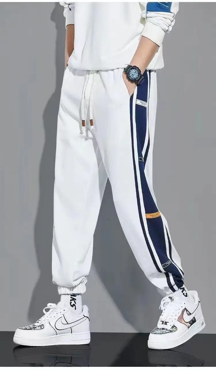 Men Fleece Lined Green Striped Track Pants Black — feature 7