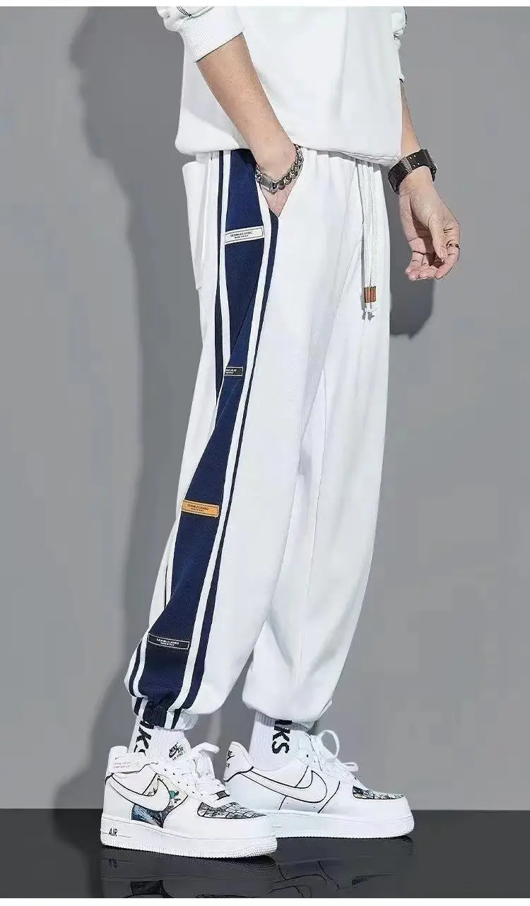 Men Fleece Lined Green Striped Track Pants Black — feature 8