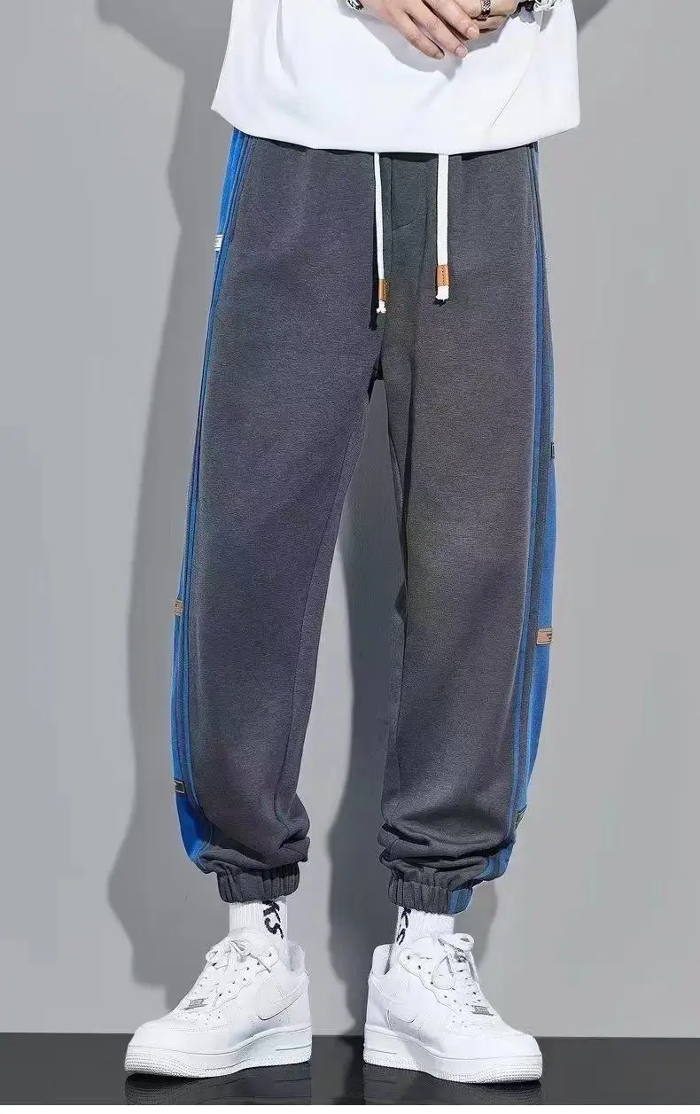 Men Fleece Lined Green Striped Track Pants Black — feature 9