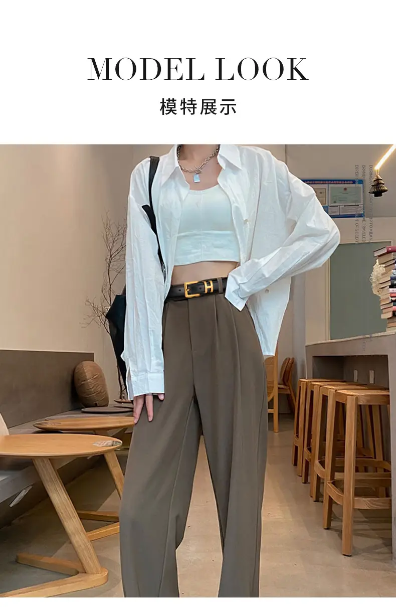 Women's Black Leather Belt with Gold Buckle — feature 4