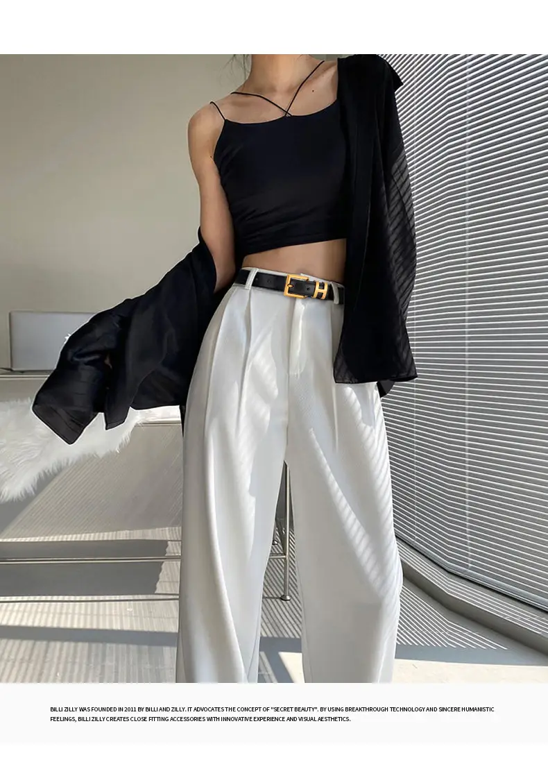 Women's Black Leather Belt with Gold Buckle — feature 6