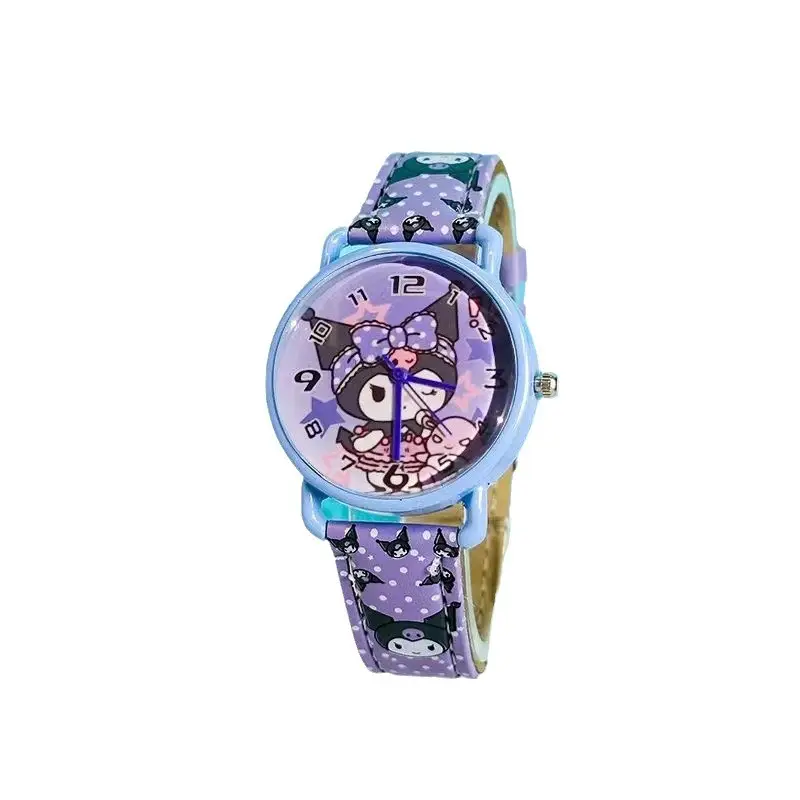 New Sanrio Watch Kuromi Dial Pu Alloy Cartoon Wristwatch Student Quartz Watch Gift