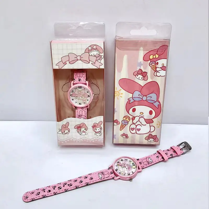 New Sanrio Watch Kuromi Dial Pu Alloy Cartoon Wristwatch Student Quartz Watch Gift