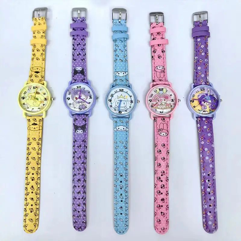 New Sanrio Watch Kuromi Dial Pu Alloy Cartoon Wristwatch Student Quartz Watch Gift