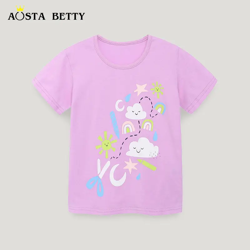 Girls Pink Unicorn T-Shirt Short Sleeve Knitted Cotton - Image 2