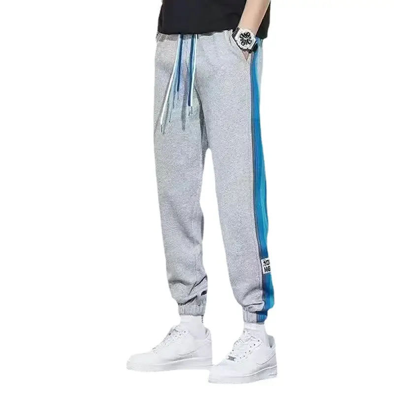 Men Fleece Lined Ankle Tied Pants Black Blue - Image 12