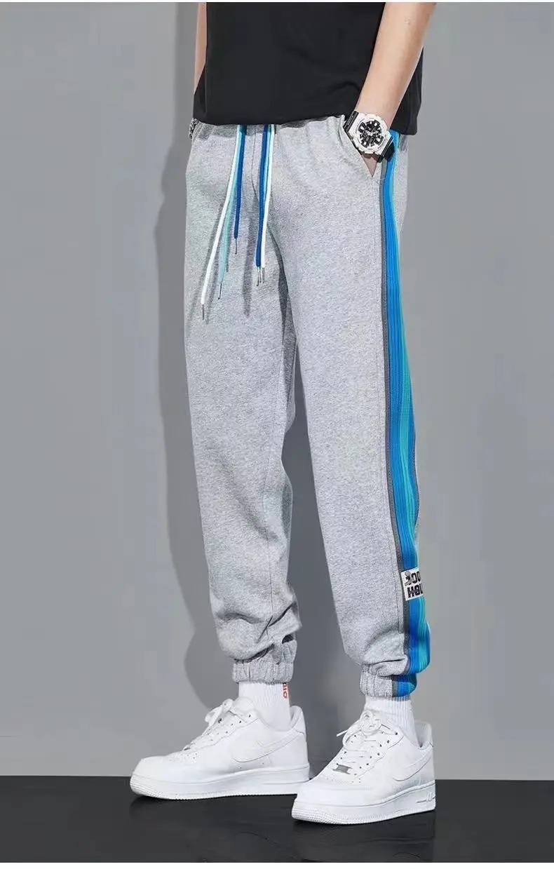 Men Fleece Lined Ankle Tied Pants Black Blue — feature 14