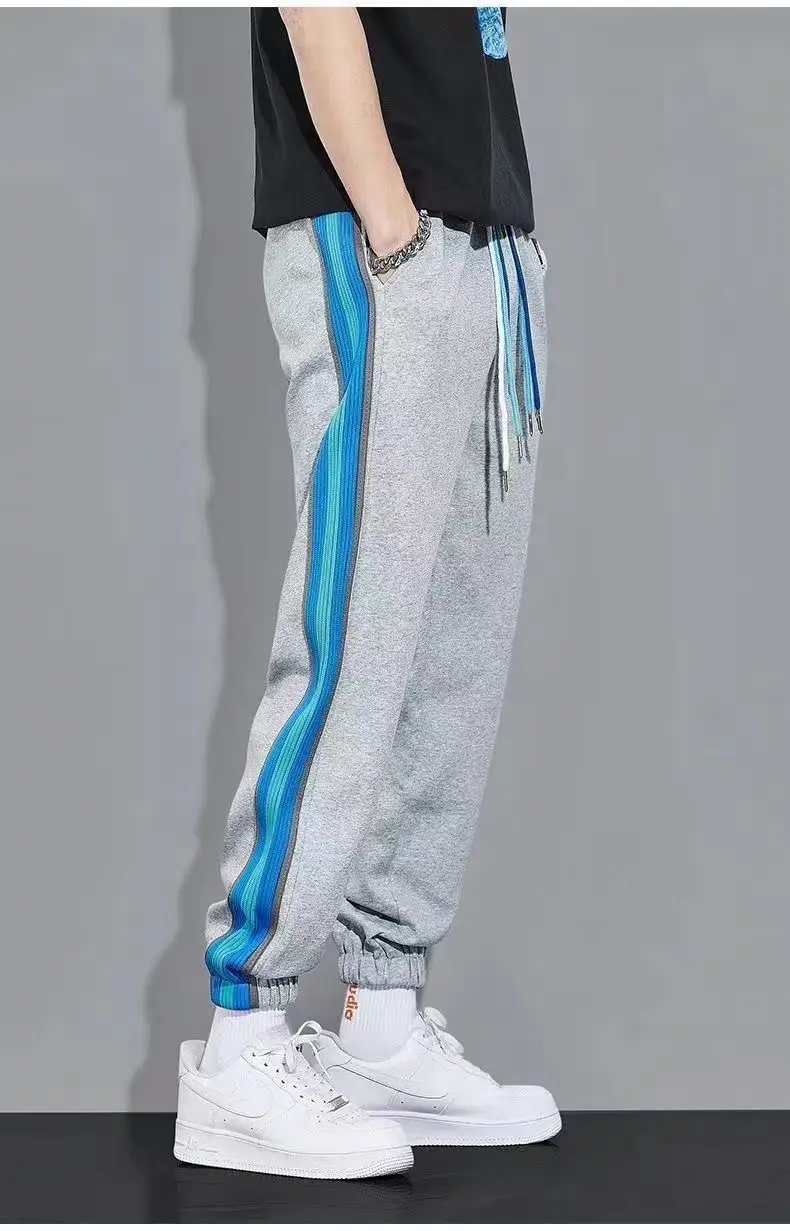 Men Fleece Lined Ankle Tied Pants Black Blue — feature 15