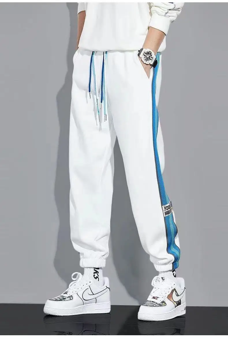 Men Fleece Lined Ankle Tied Pants Black Blue — feature 18
