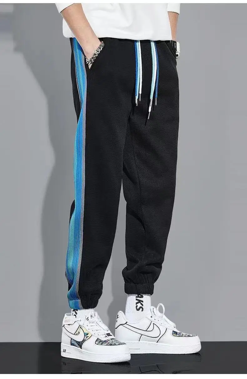 Men Fleece Lined Ankle Tied Pants Black Blue — feature 20