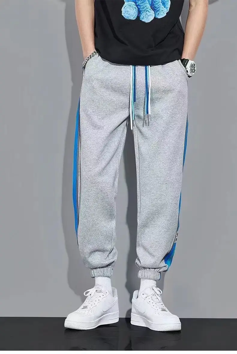 Men Fleece Lined Ankle Tied Pants Black Blue — feature 22