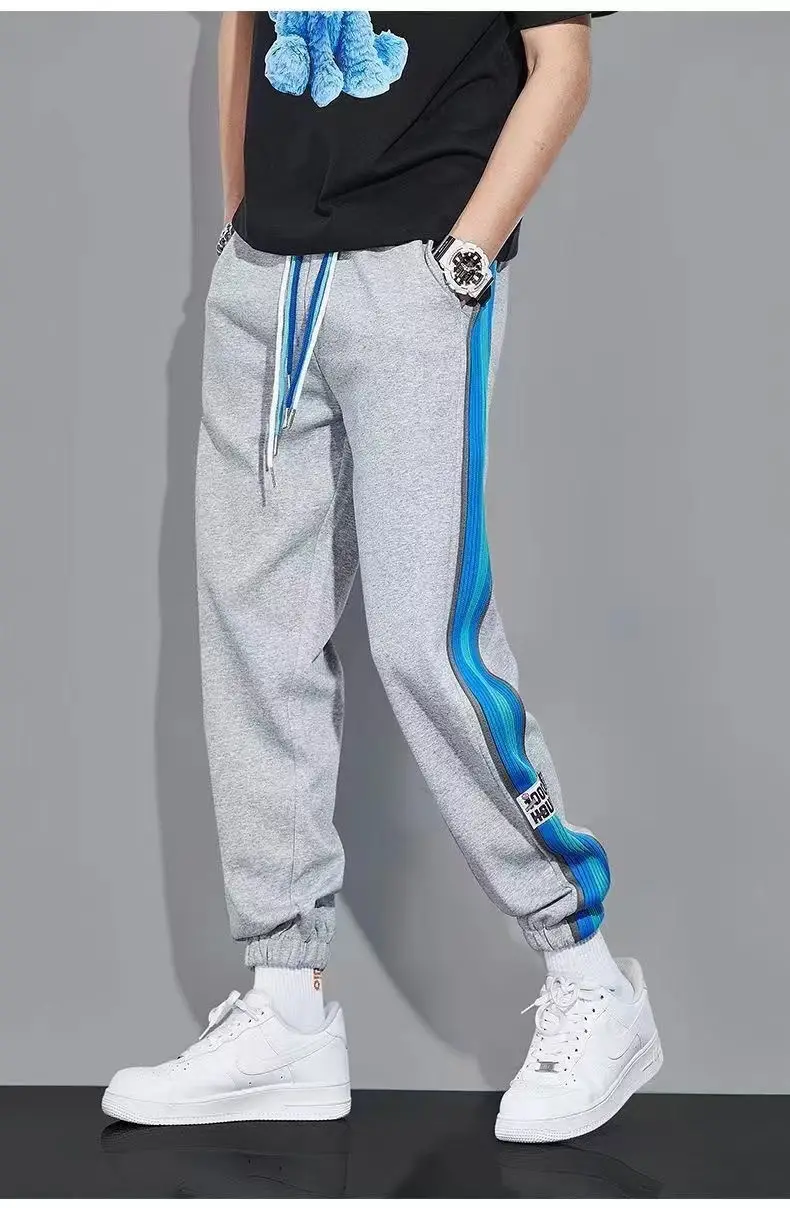 Men Fleece Lined Ankle Tied Pants Black Blue — feature 23