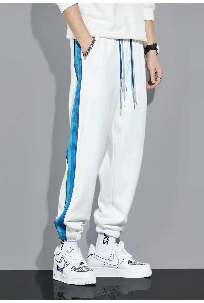 Men Fleece Lined Ankle Tied Pants Black Blue — feature 8