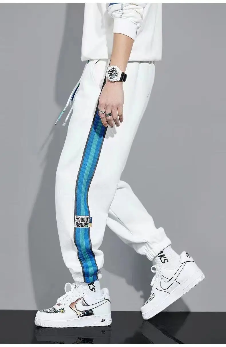 Men Fleece Lined Ankle Tied Pants Black Blue — feature 9