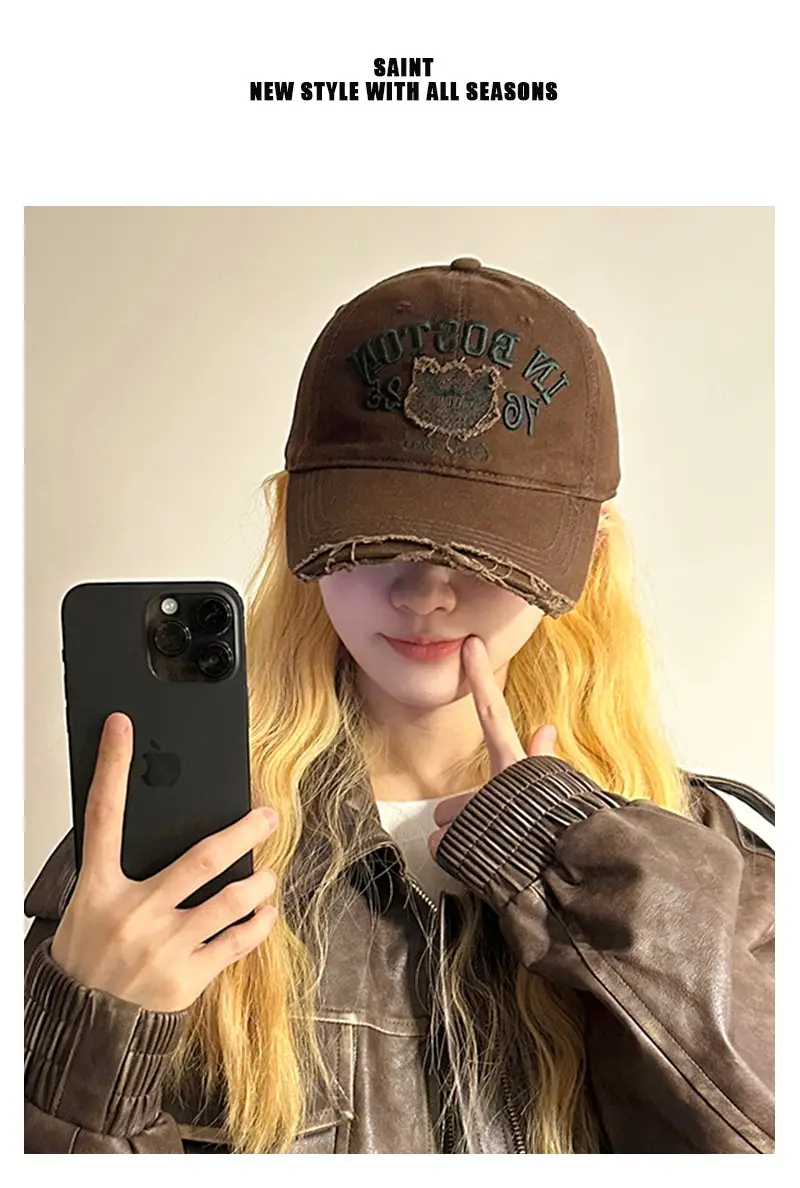 Women Red Boston Top Hat with Embroidery — feature 1