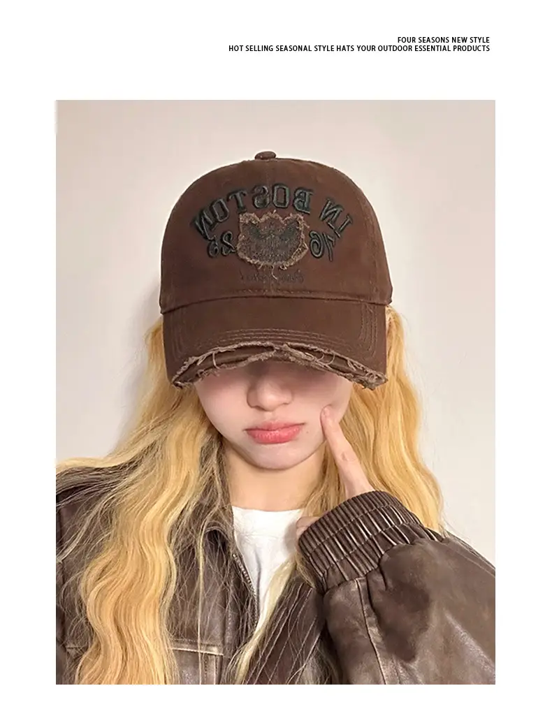 Women Red Boston Top Hat with Embroidery — feature 6